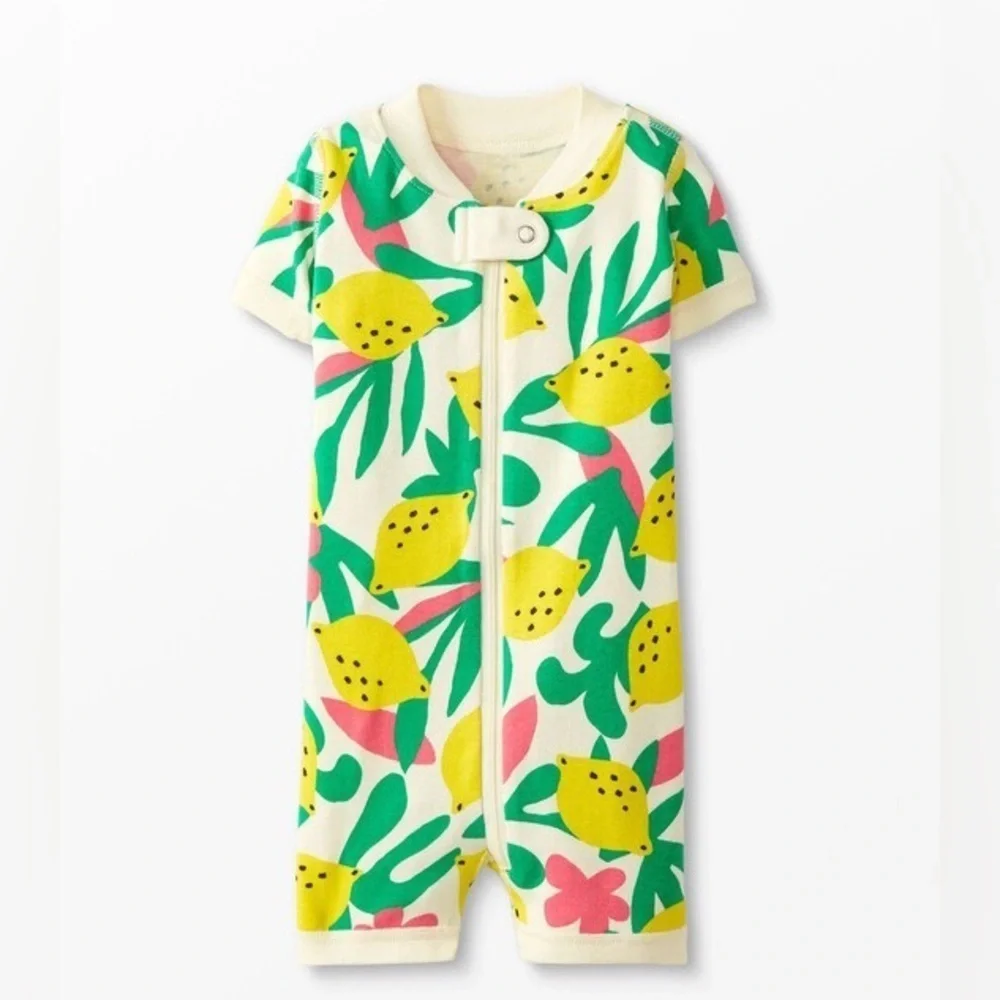 Hanna Andersson Baby Shortie Sleeper zesty Citrus 0/3m